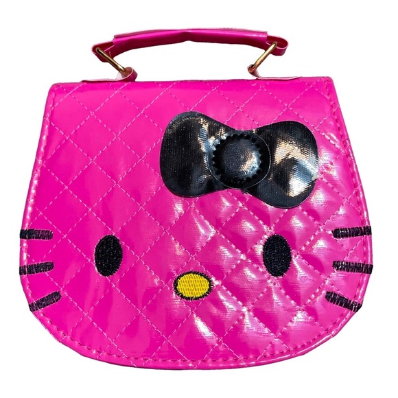 Hello Kitty Cutie Quilted Pink and Black Crossbody Mini Bag 💕 - Picture 5 of 12